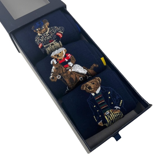 POLO RALPH LAUREN Mens Cortina Bear 3-Pack Socks Gift Set - Picture 1 of 13